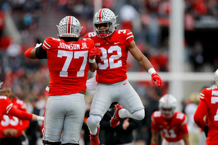 Paris Johnson Jr. (77) established himself as one of the 2023 NFL Draft's premier linemen in 2021.